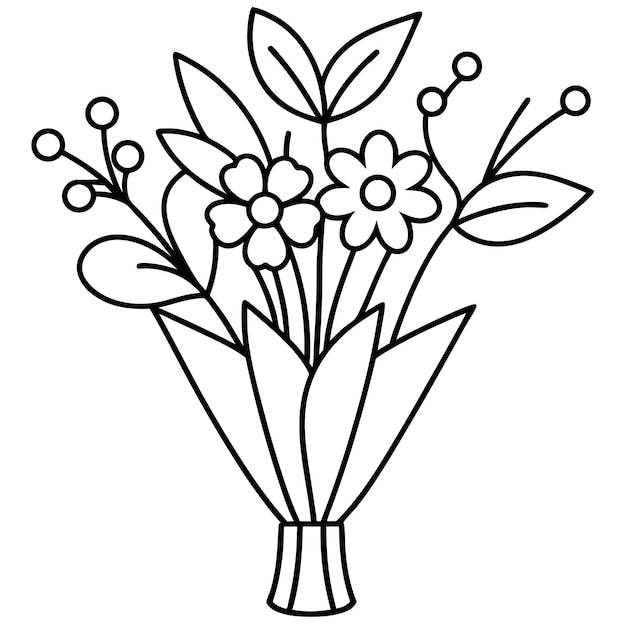 Ramo vectorial de flores Ilustración Ramo de flores Diseño de flores Floral Naturaleza Arte de hojas de plantas
