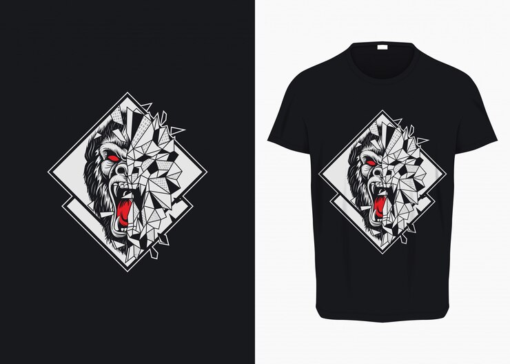 Rampage Gorilla Breaking Glass Illustration para camiseta