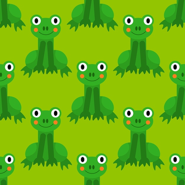 Rana de dibujos animados de patrones sin fisuras en estilo plano. Fondo de animales.