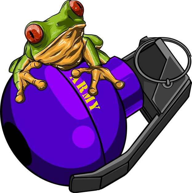 rana en granate en ilustración vectorial