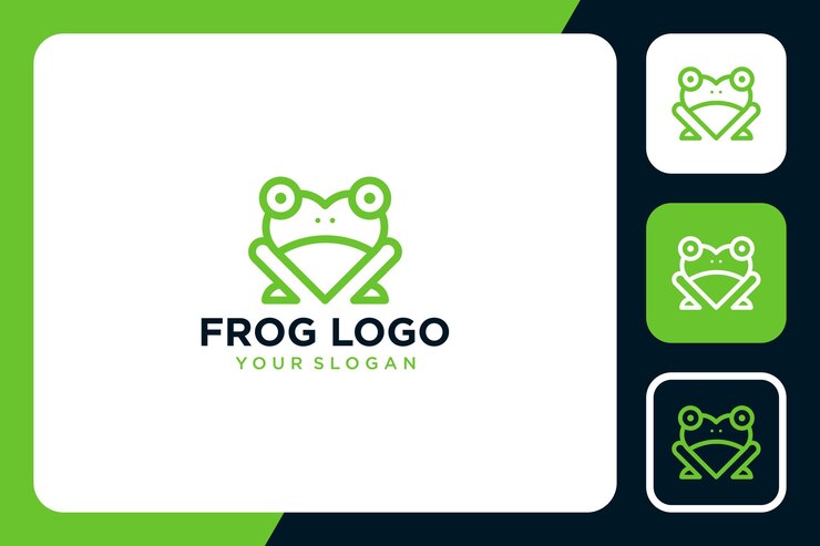 Vector rana con inspiración en el diseño del logotipo de arte lineal