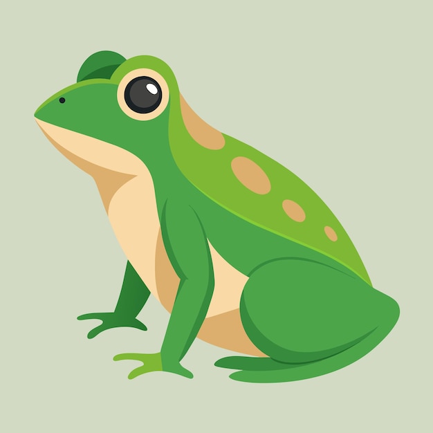 una rana verde con un ojo marrón y un fondo verde