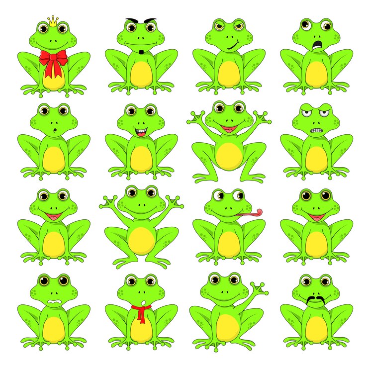 Vector ranas en fondo blanco