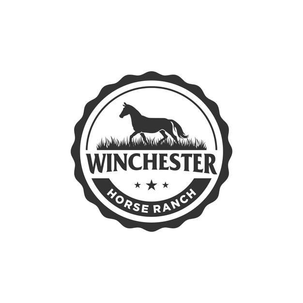 Rancho de caballos de Winchester con hierba y estrellas