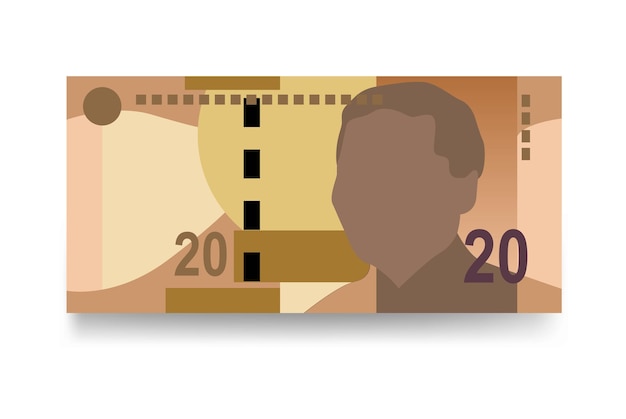 Vector rand sudafricano ilustración vectorial conjunto de dinero africano paquete de billetes papel moneda 20 r