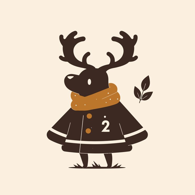 Rano de dibujos animados con abrigo de invierno y bufanda