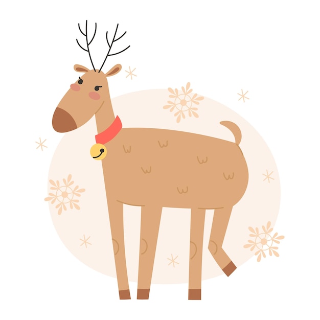 Rano navideño entre copos de nieve en estilo plano