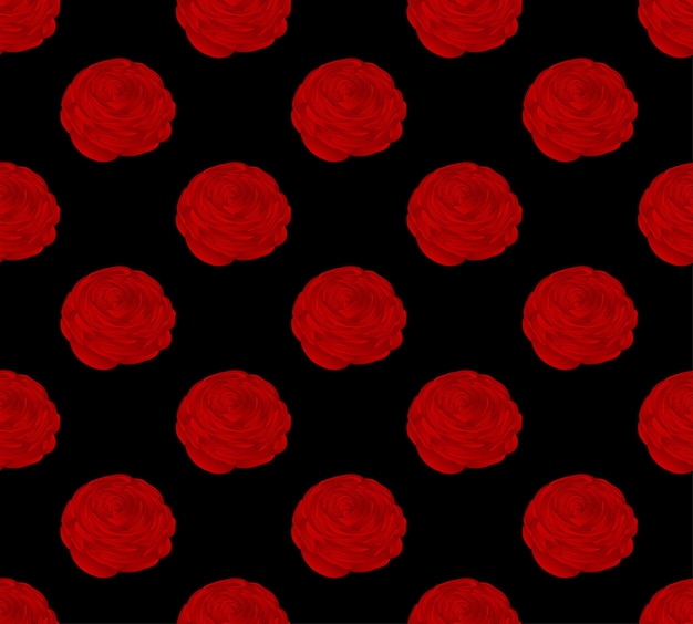 Vector ranúnculo rojo sobre fondo negro