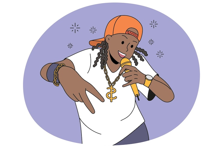 Vector rapero afroamericano cantando