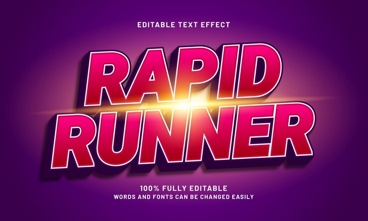 Vector rapid runner efectos de texto editables con un tema de carrera y velocidad