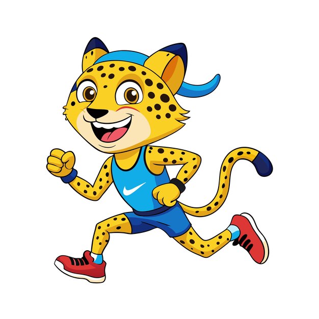 El rápido personaje de dibujos animados Cheetah en movimiento