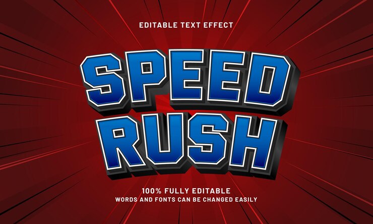 Vector rápidos efectos de texto editables con un tema de velocidad y flash