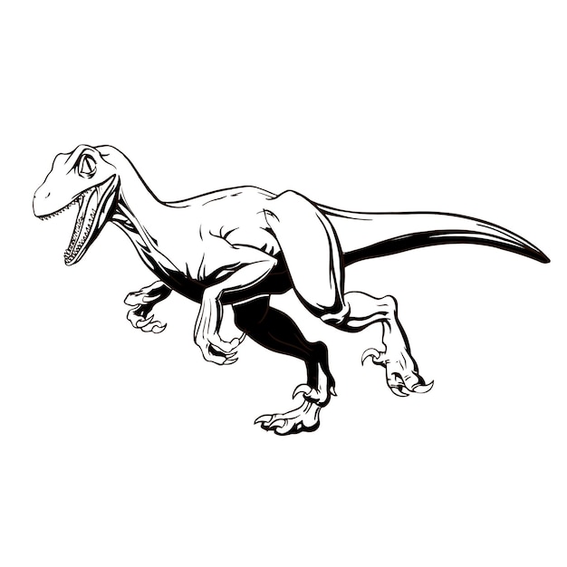 Raptor divertido dibujado a mano para tatuaje, impresión, diseño y logotipo. Ilustración vectorial.