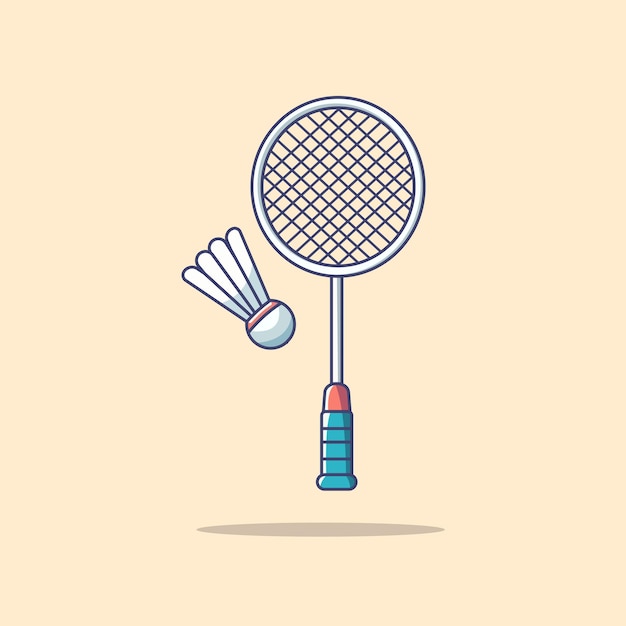 La raqueta de bádminton con el icono vectorial de la lanzadera Ilustración del icono deportivo