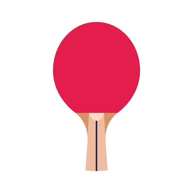 Raqueta de ping pong roja aislada sobre un fondo blanco Ilustración plana de la paleta para el tenis de mesa
