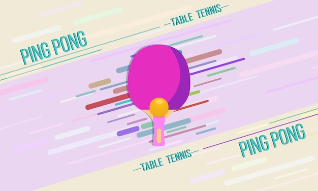 Raqueta rosa con una pelota de ping pong fondo deportivo abstracto imagen vectorial