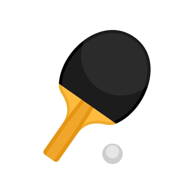 Raqueta de tenis de mesa y pelota Ping Pong estilo plano ilustración vectorial