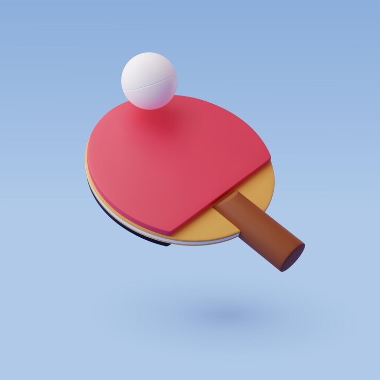 Vector raqueta de tenis de mesa vectorial 3d con concepto de competencia de deporte y juego de bate de ping-pong de pelota