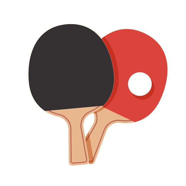 Raquetas para la mesa de tenis Equipo de ping pong Raquetas negras y rojas Ícono deportivo de ping pong