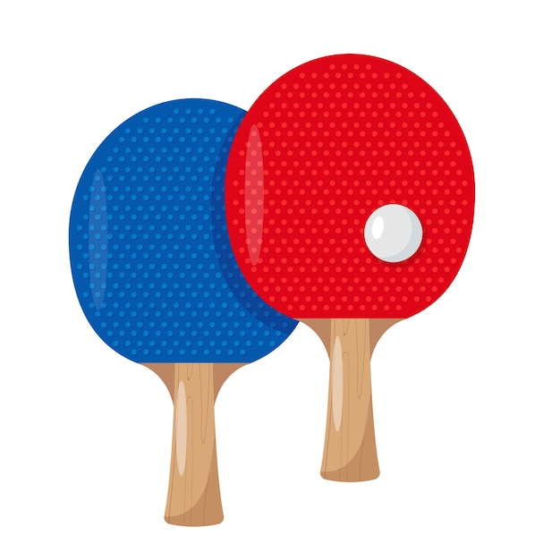 Raquetas de ping pong o bates y equipo de tenis de mesa con pelota