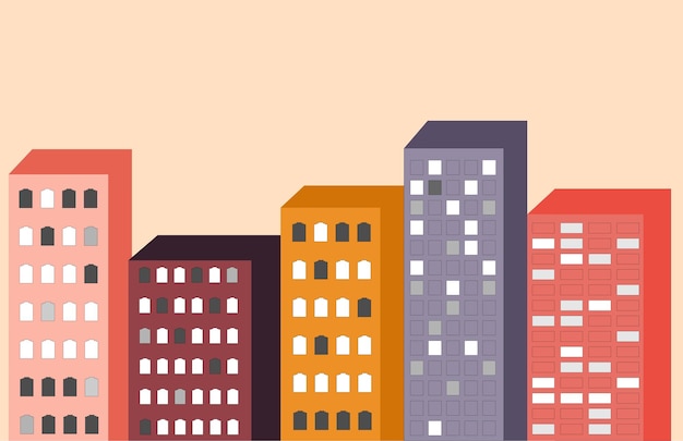 Rascacielos, sedes comerciales, apartamentos, tiendas y ciudades modernas ilustración vectorial