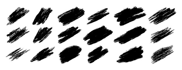 Rasguño toque accidental pintura negra tinta pincel trazo formas líneas de pincel vector grunge sucio