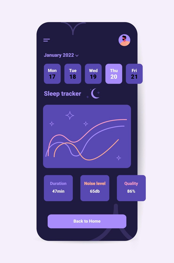 Vector rastreador de aplicación de reloj inteligente electrónico en la calidad de la pantalla del teléfono inteligente y la cantidad del concepto de control del sueño ilustración vectorial vertical