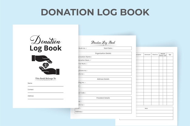 Rastreador de donaciones diario interior de kdp cuaderno interior de kdp diario de seguimiento de organización de donaciones interior de kdp libro de registro de información de caridad plantilla de cuaderno de verificación de donaciones