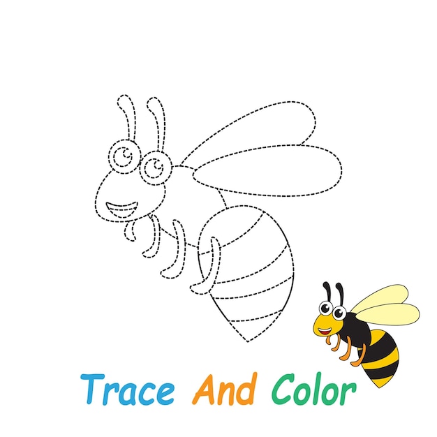 Rastrear y colorear un cuadro de una abeja para niños
