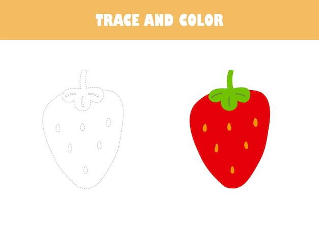Rastrear y colorear la hoja de trabajo de dibujos animados para niños Ilustración vectorial Página de colorear horizontal.