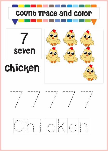 Rastreo numérico y color pollo número 7.
