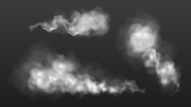 Rastros de humo en el aire aislado nubes de ceniza rastro del avión o escape de la tubería