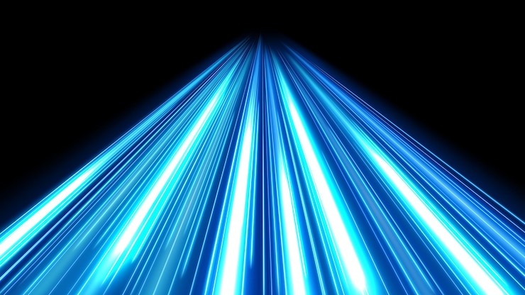 Vector rastros de luz azul exposición prolongada efecto de desenfoque de movimiento ilustración vectorial