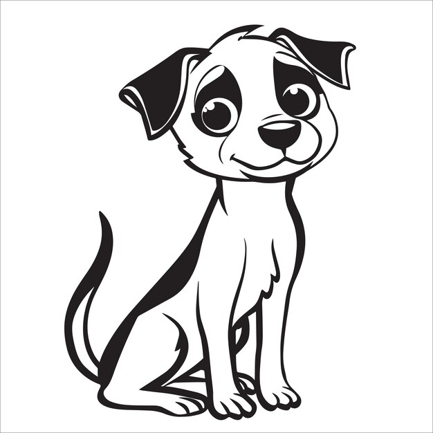 Rat Terrier Dog es una ilustración vectorial sentada en blanco y negro