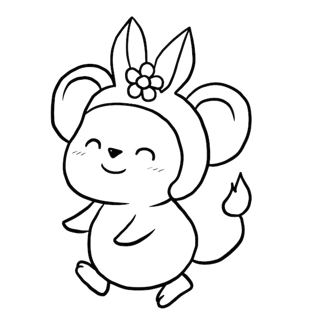 rata animal dibujos animados garabato kawaii anime linda página para colorear