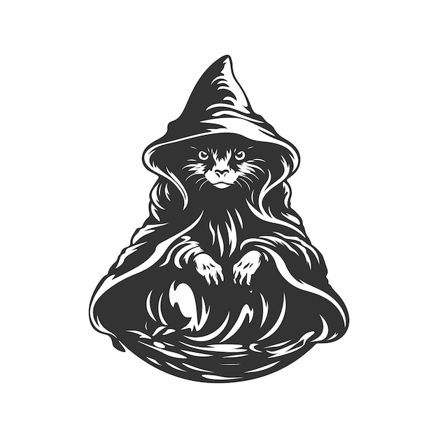 rata bruja vintage logo línea arte concepto blanco y negro color dibujado a mano ilustración