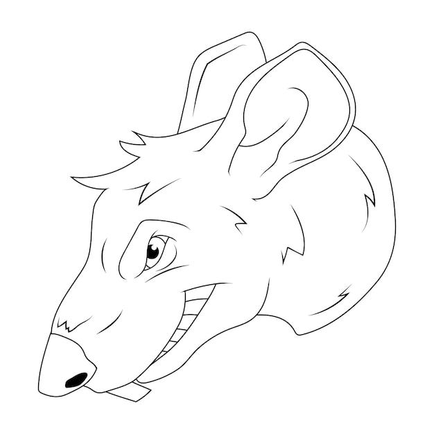 Rata Ilustración vectorial de un ratón de dibujo Rata malvada sonriente de dibujos animados