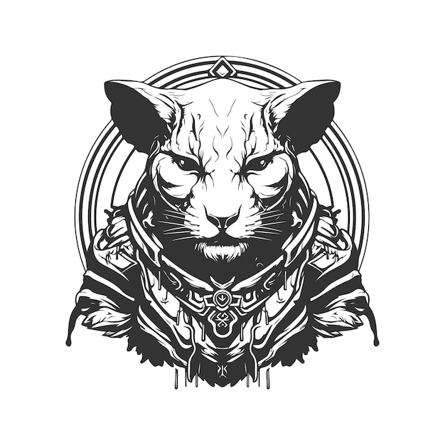 rata señor de la guerra del orgullo vintage logo línea arte concepto blanco y negro color dibujado a mano ilustración