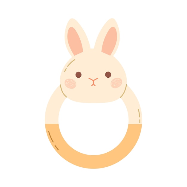Rato de bebé con conejo Juguete de dentición para recién nacido Pequeño masticando diente Ilustración vectorial plana