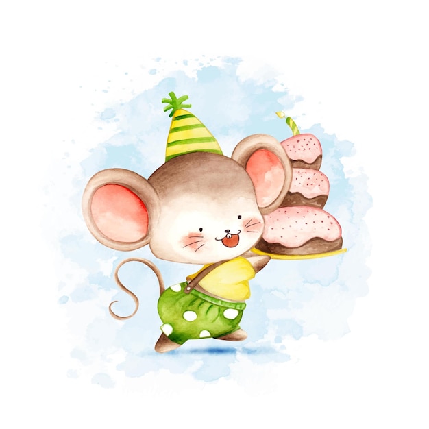 Ratón de acuarela con pastel