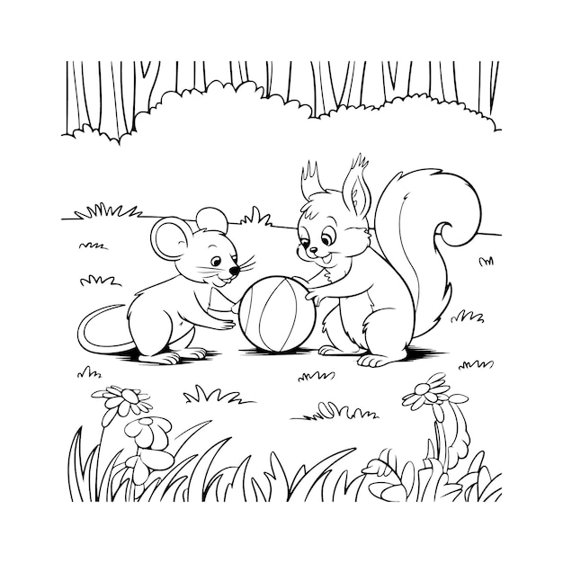 El ratón y la ardilla jugando a la pelota