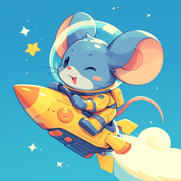 Un ratón astronauta al estilo de las caricaturas