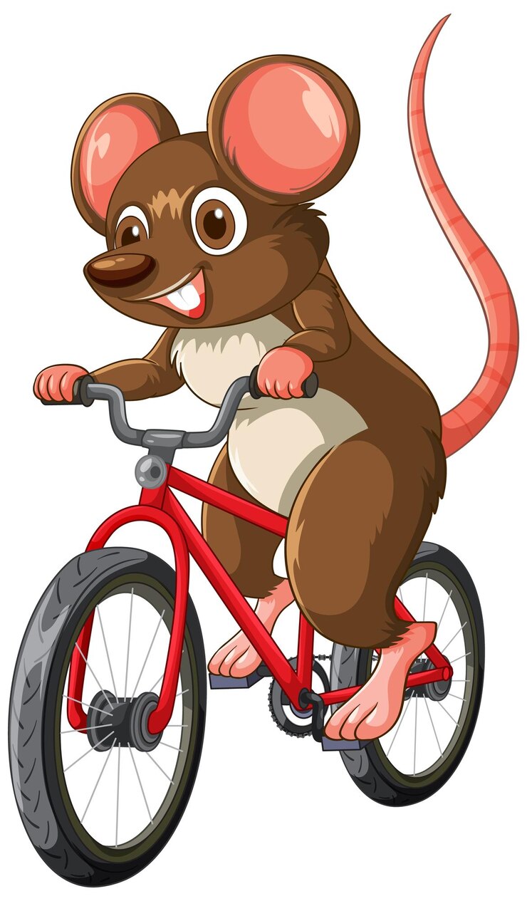 Vector el ratón en una aventura en bicicleta