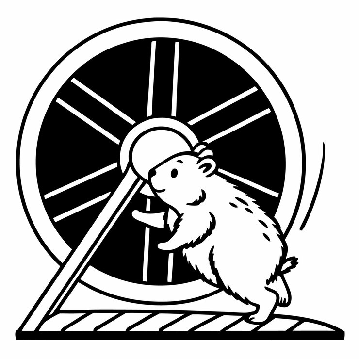 Vector un ratón con un casco y un ratón a la derecha