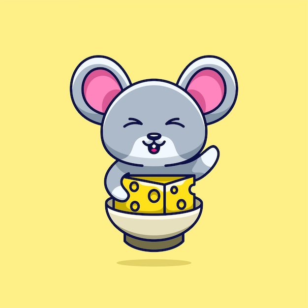 ratón comiendo queso en el plato