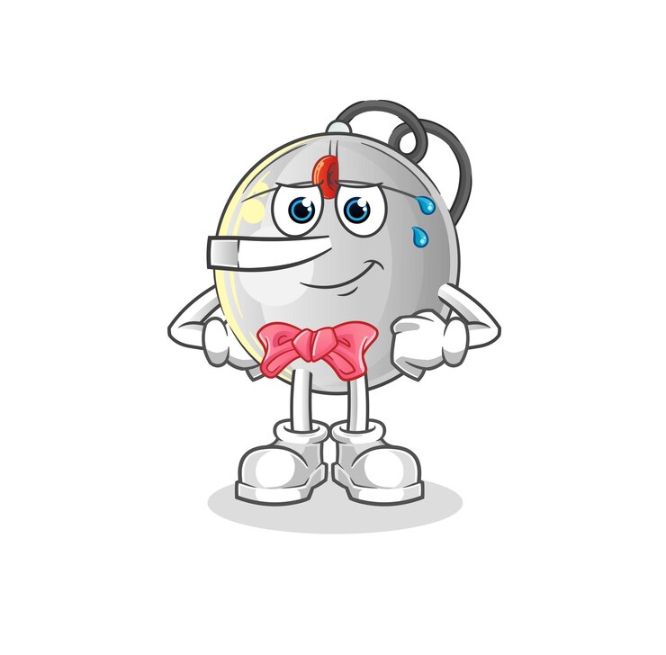 Vector el ratón de la computadora se encuentra como el personaje de pinocho. vector de mascota de dibujos animados