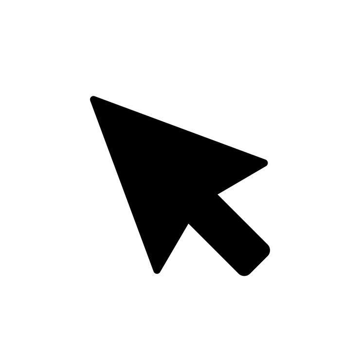 Vector el ratón de la computadora haga clic en el icono de flecha negra del cursor. ilustración vectorial.