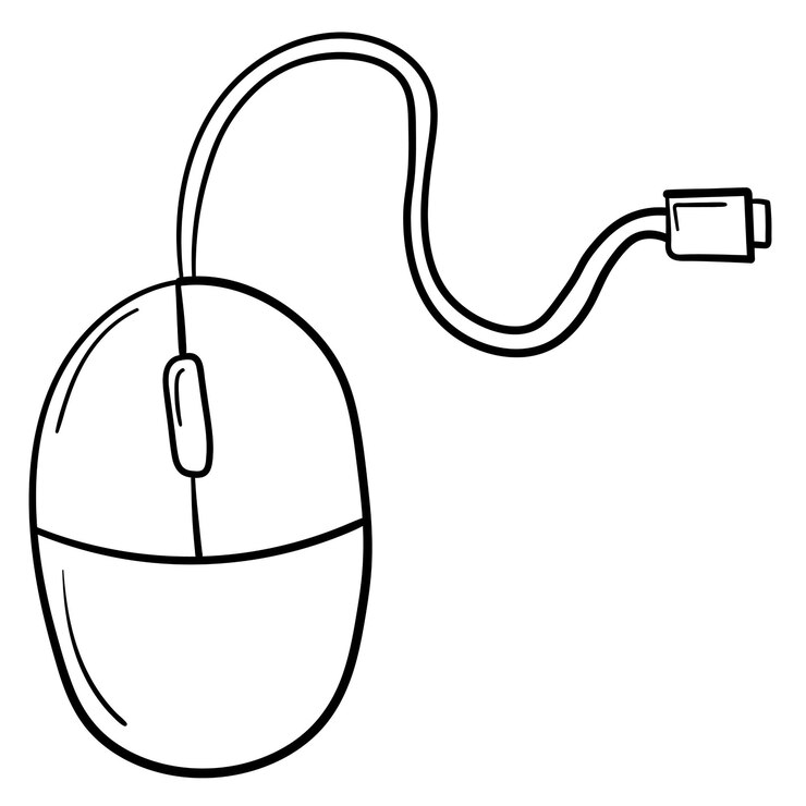 Vector ratón de la computadora simple etiqueta engomada del doodle