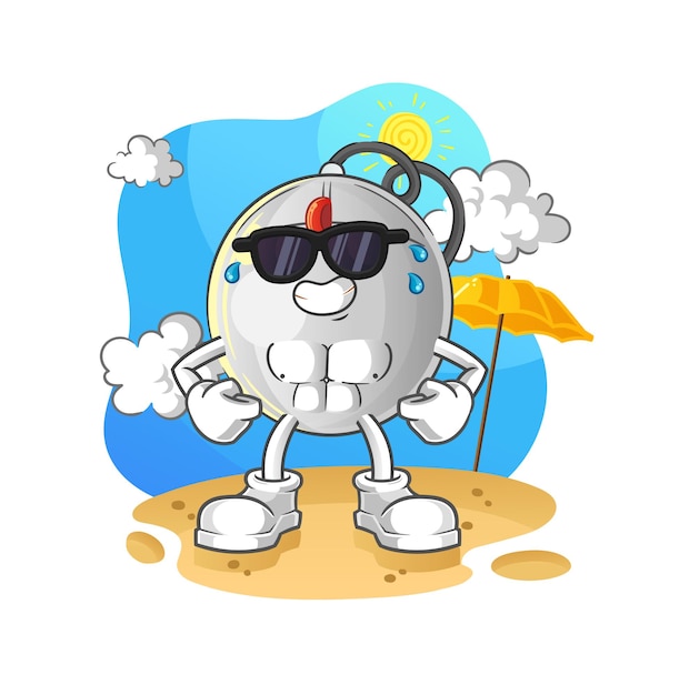 Ratón de computadora tomando el sol en vector de caracteres de verano