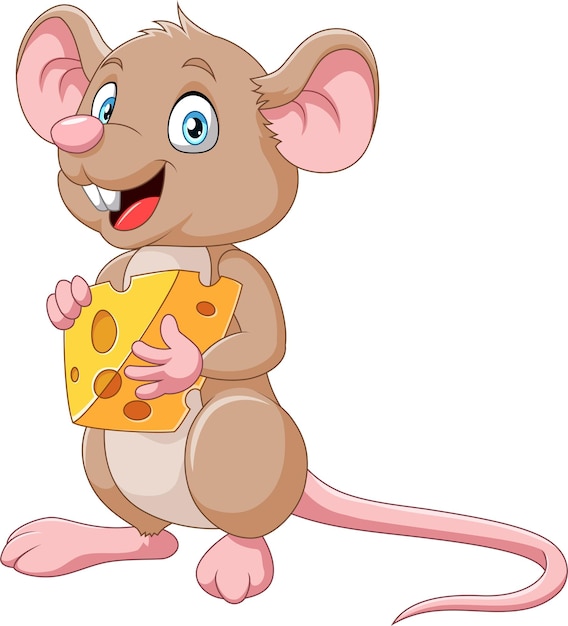 Ratón de dibujos animados con loncha de queso